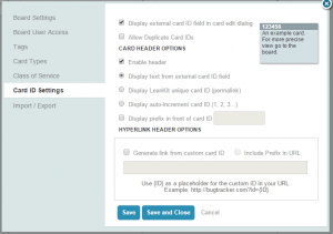 LeanKit Card ID Settings