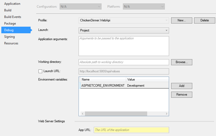 asp net core integration testing environment variables