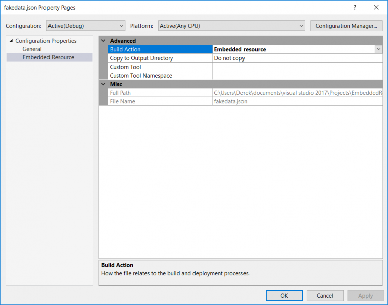 csproj add embedded resource