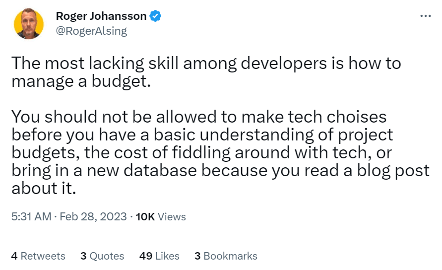 lacking skill as a developer